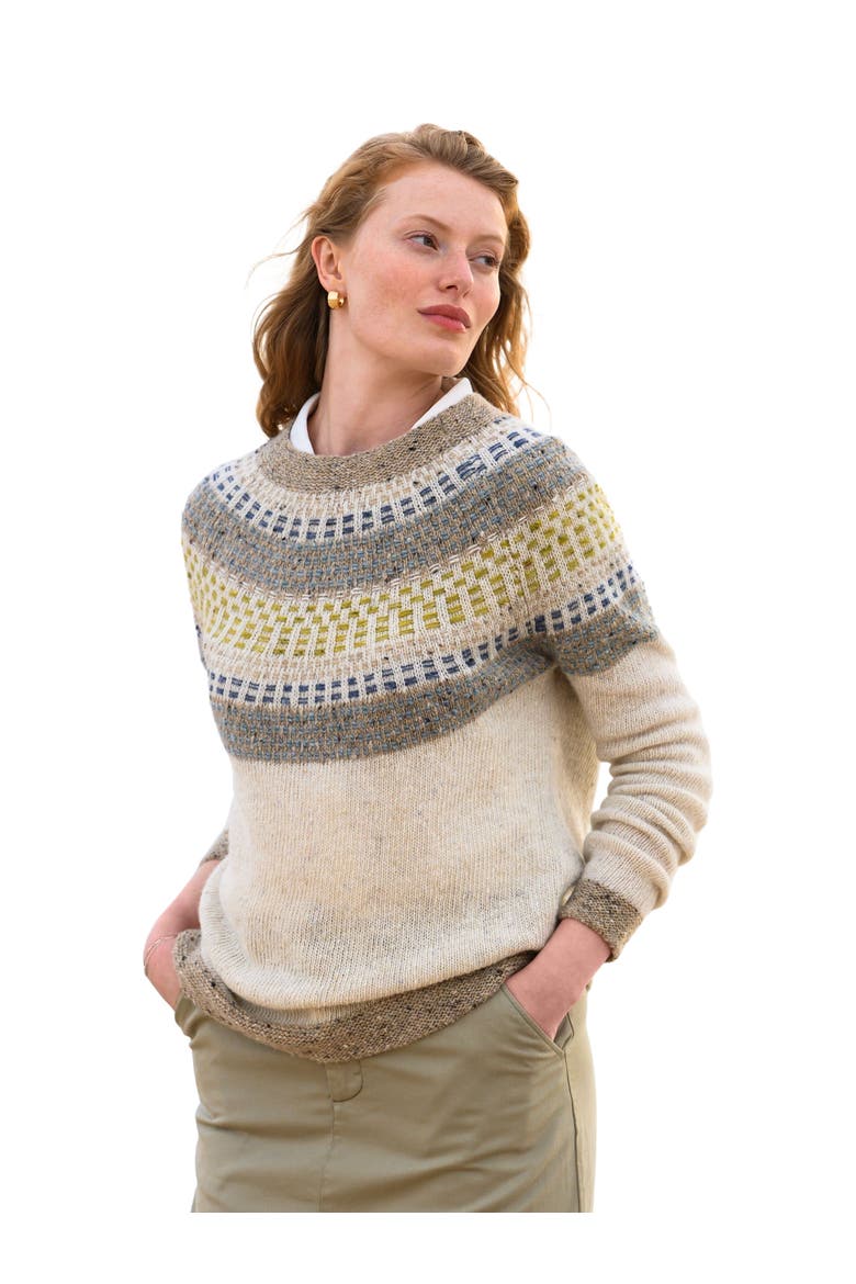 Float Stitch Yoke Donegal Sweater, Main, color, ECRU