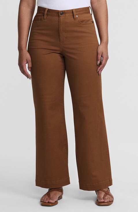 High Rise 5 Pocket Wide Leg Chino Pants