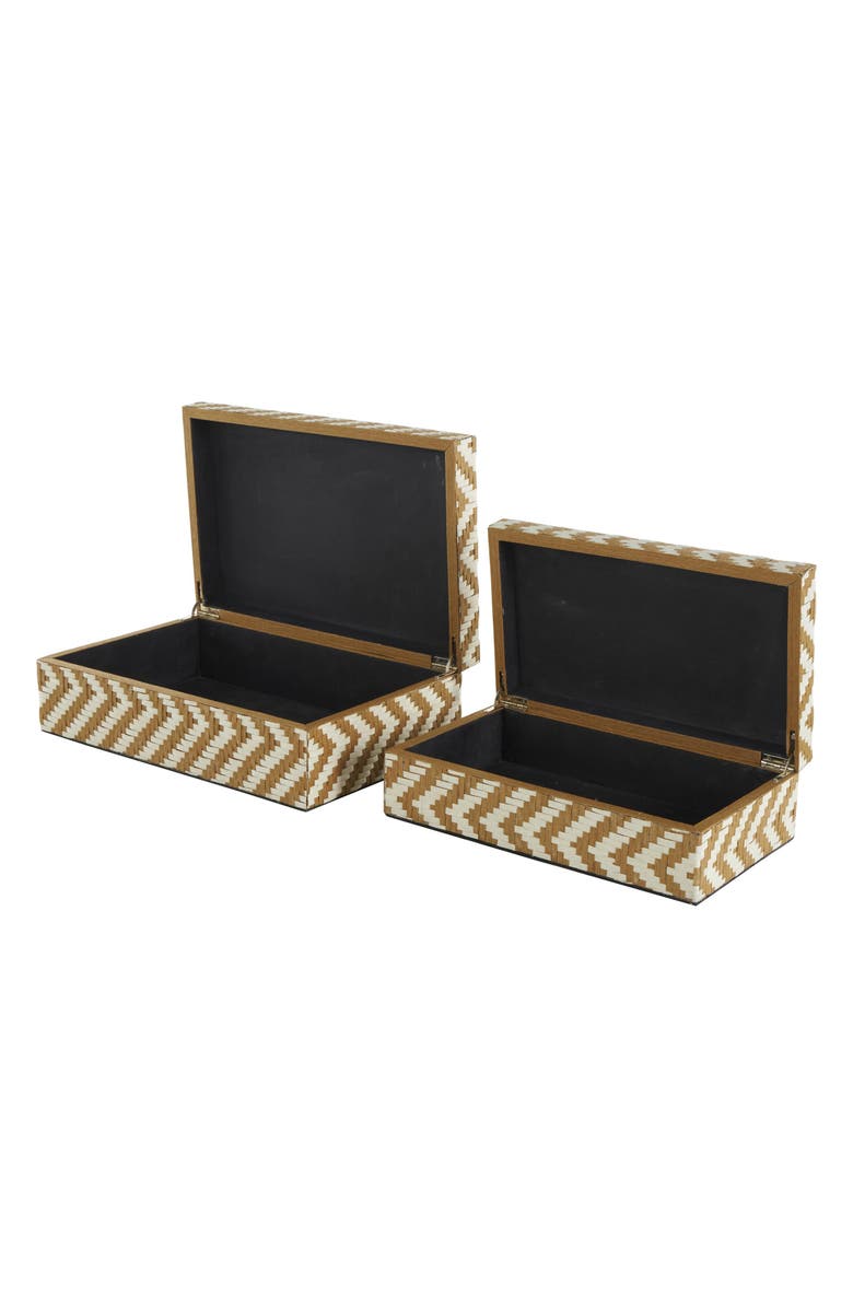 UMA Set of 2 Contemporary Paper Storage Boxes, Alternate, color, Brown