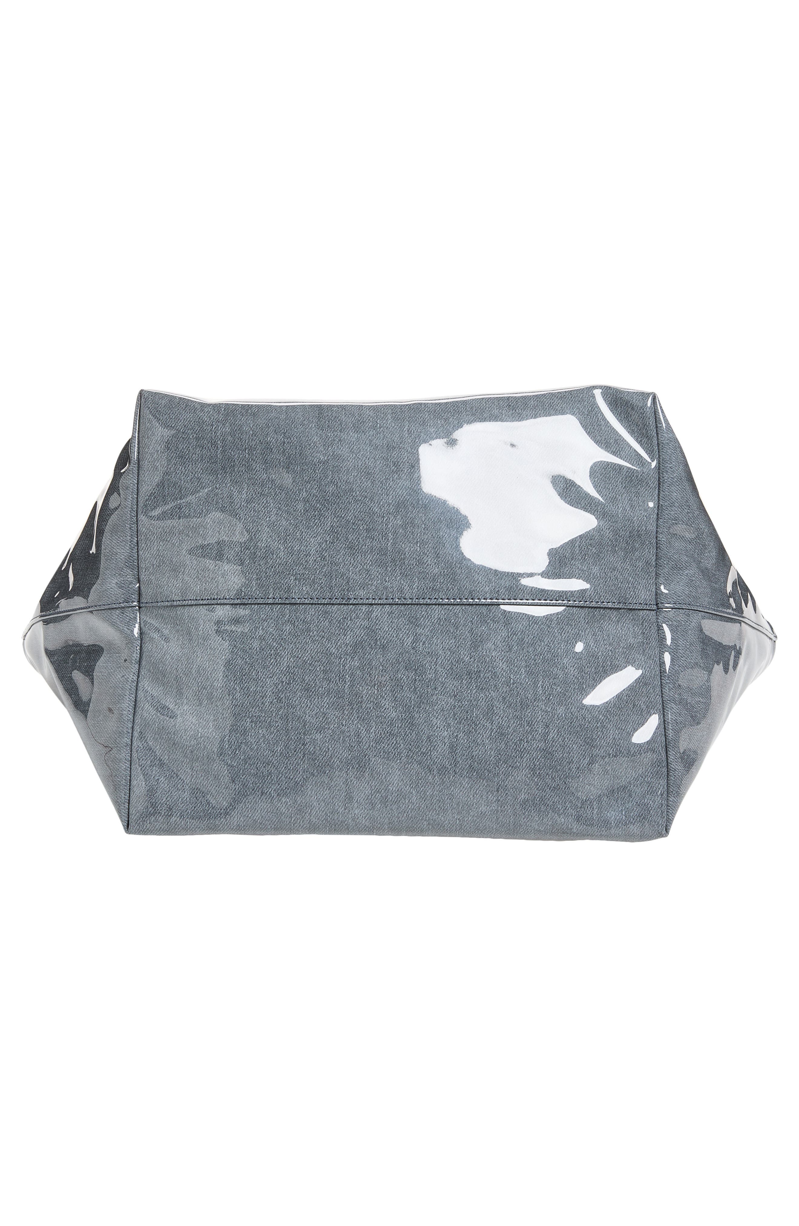 Alexander Wang Punch Lacquered Denim Tote Bag, Alternate, color, Navy