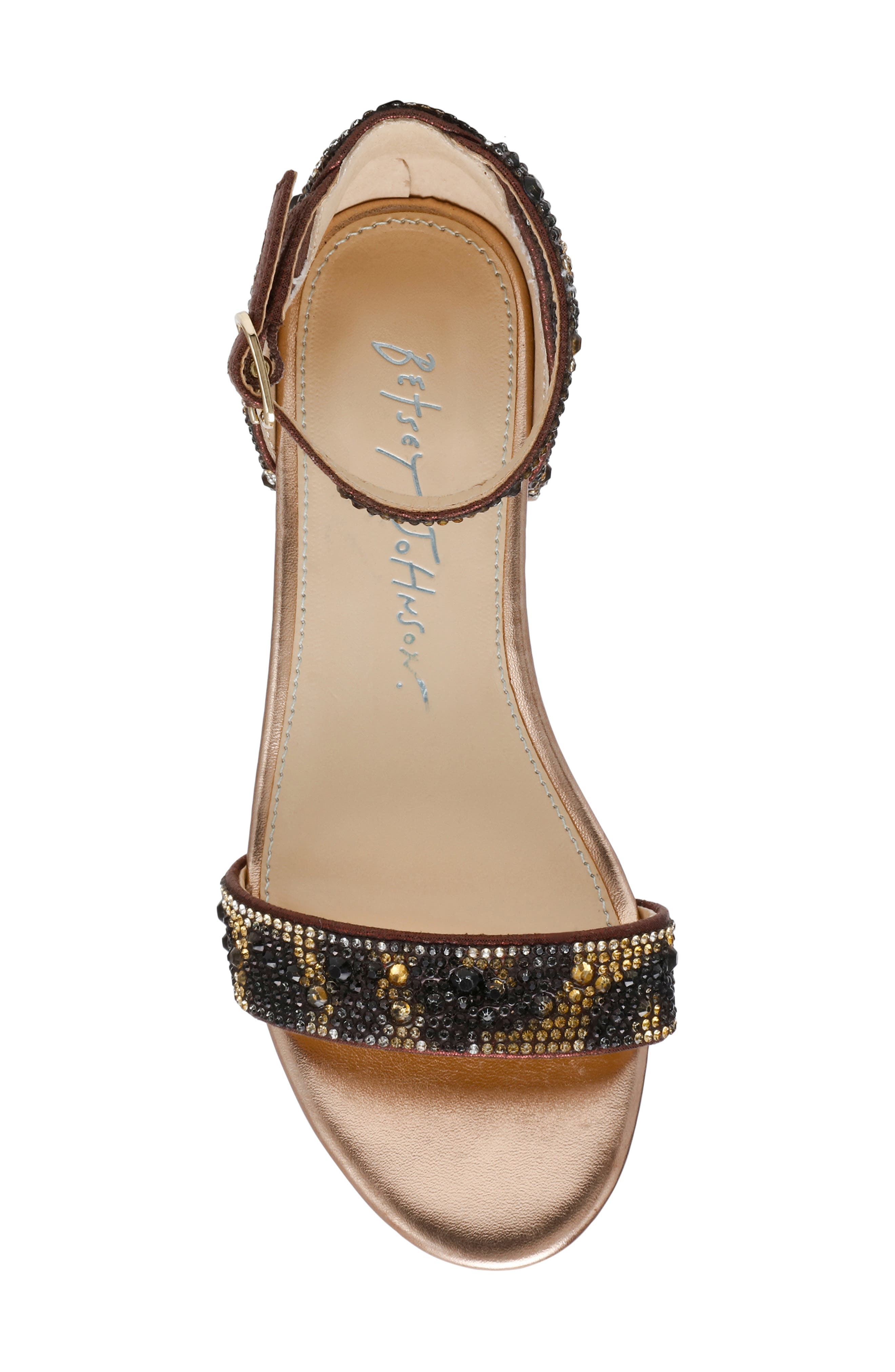 Betsey Johnson Rhinestone Ankle Strap Sandal, Alternate, color, Leopard