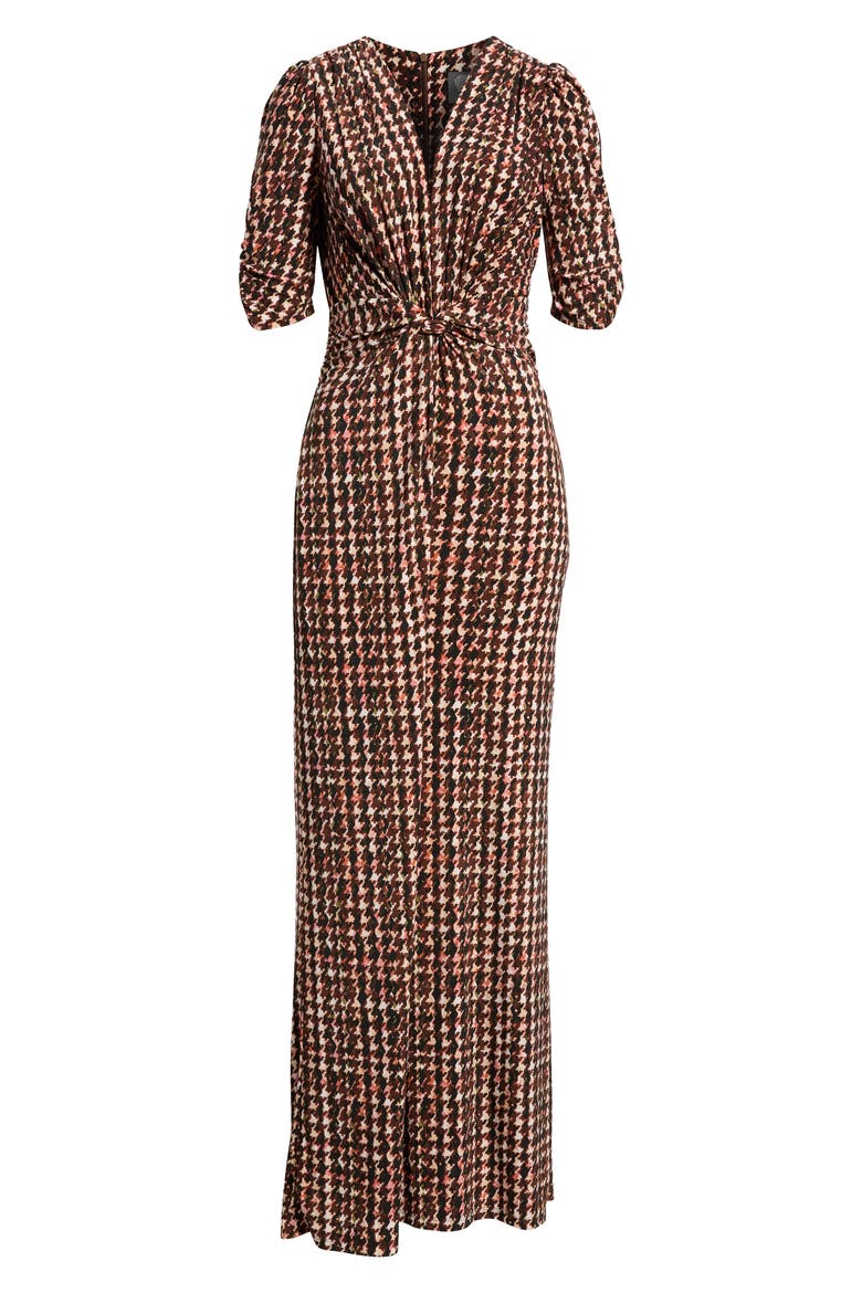 Twist Front Wide Leg Jumpsuit, Alternate, color, BROWN