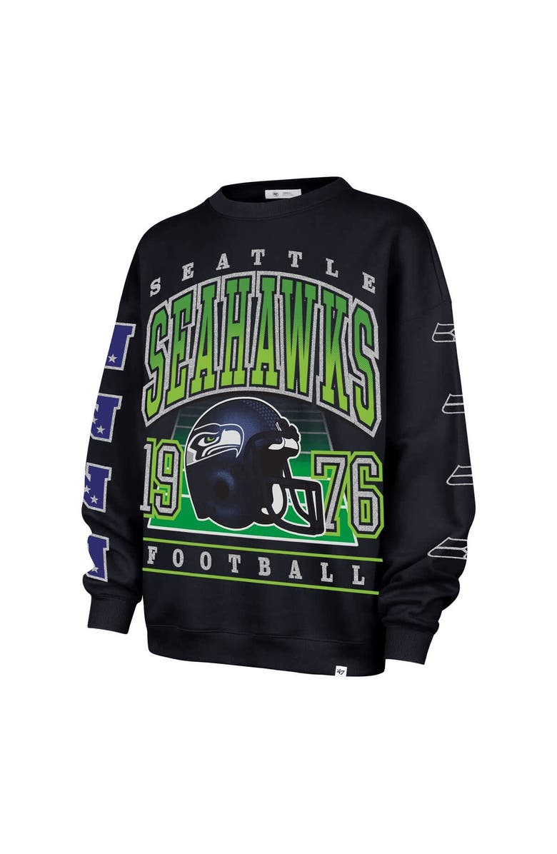 '47 Women's '47 College Navy Seattle Seahawks Go Big Oversized Pullover Sweatshirt, Alternate, color, College Navy