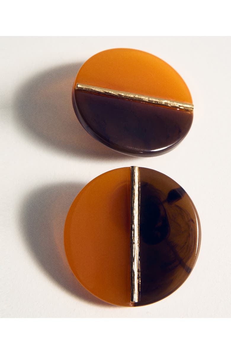MANGO Round Resin Drop Earrings, Alternate, color, Orange