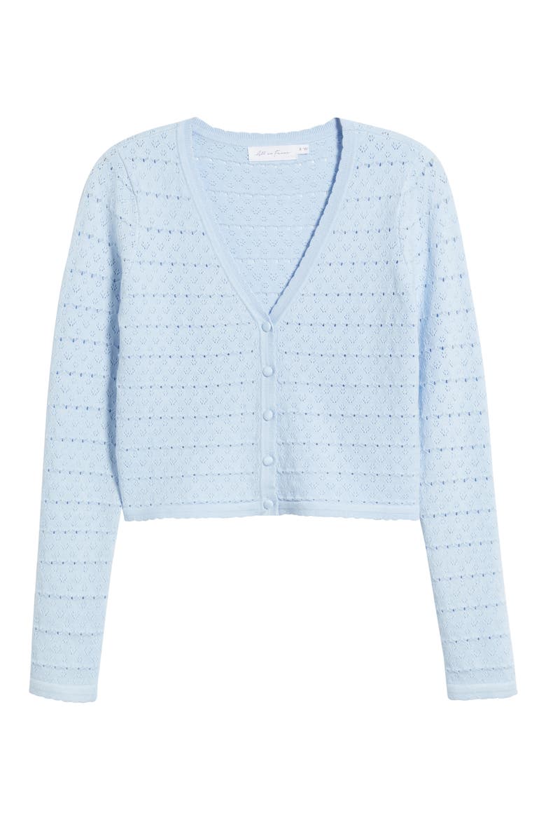 Pointelle V-Neck Crop Cardigan, Alternate, color, PERIWINKLE