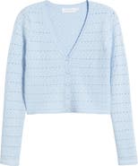 All in Favor Pointelle V-Neck Crop Cardigan
