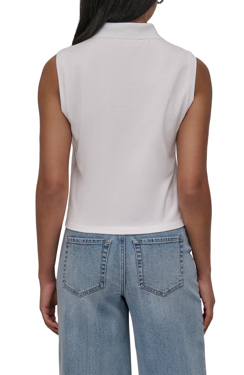 DKNY Jeans Sleeveless Crop Knit Polo, Alternate, color, White