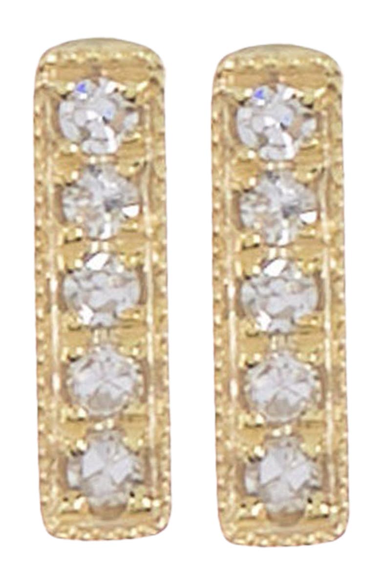Meira T 14K Yellow Gold Pave Diamond Bar Stud Earrings - 0.04 ctw, Main, color,