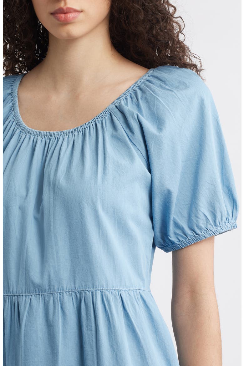 Amie Convertible Neck Tiered Cotton Dress, Alternate, color, DENIM WASH