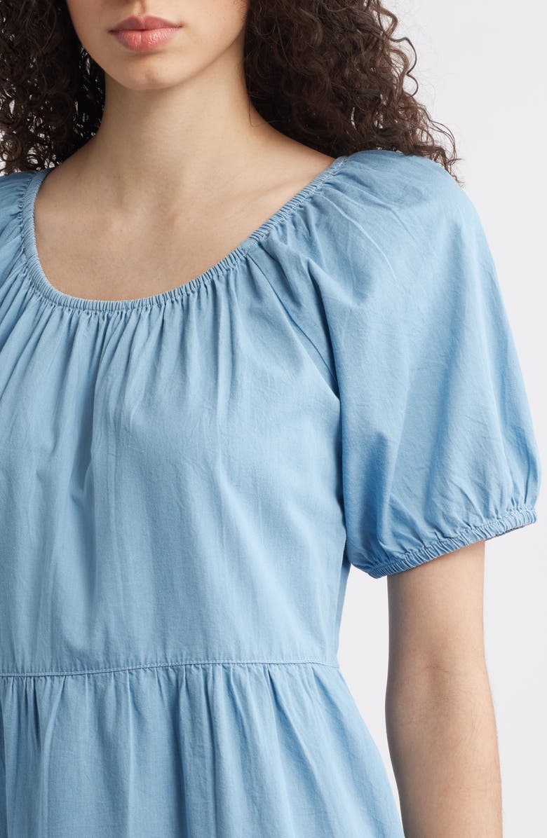 beachlunchlounge Amie Convertible Neck Tiered Cotton Dress, Alternate, color, Denim Wash