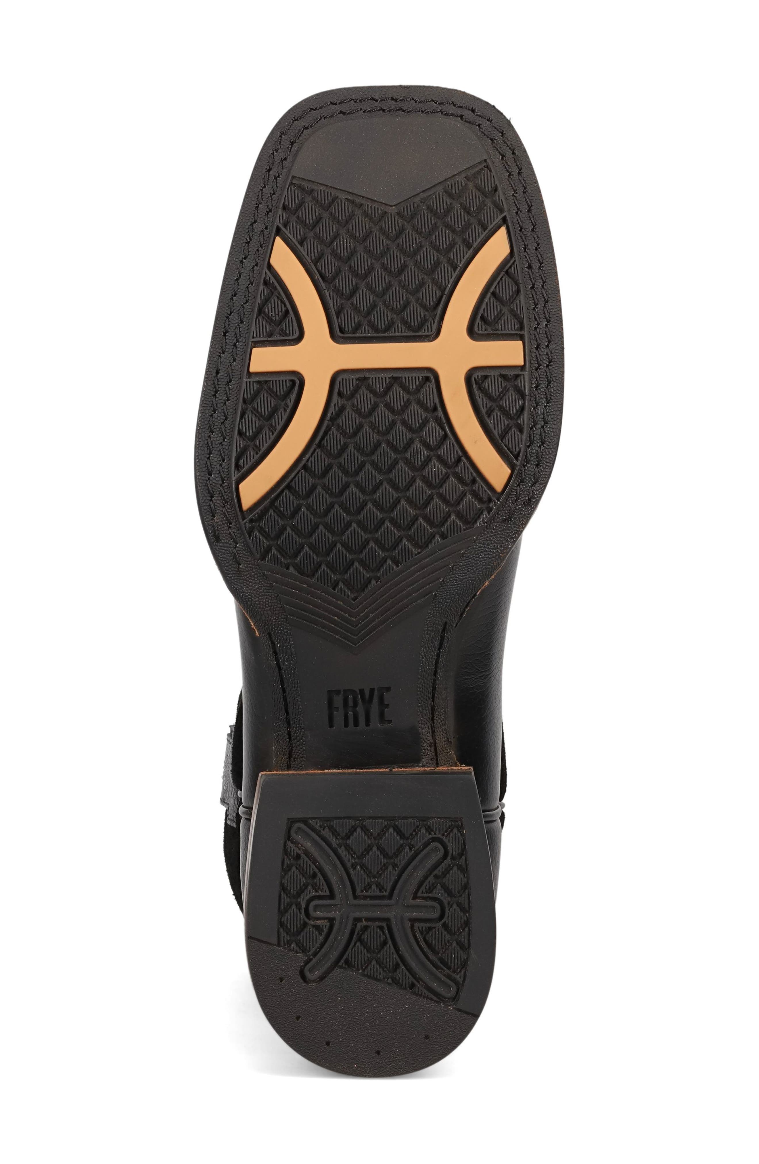 Frye Hauser Logo Stitch Western Boot, Alternate, color, Black/ Black