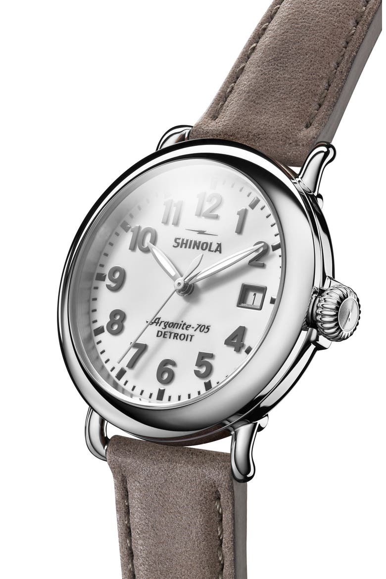 The Runwell Leather Strap Watch, 36mm, Alternate, color, MILKYWHITE