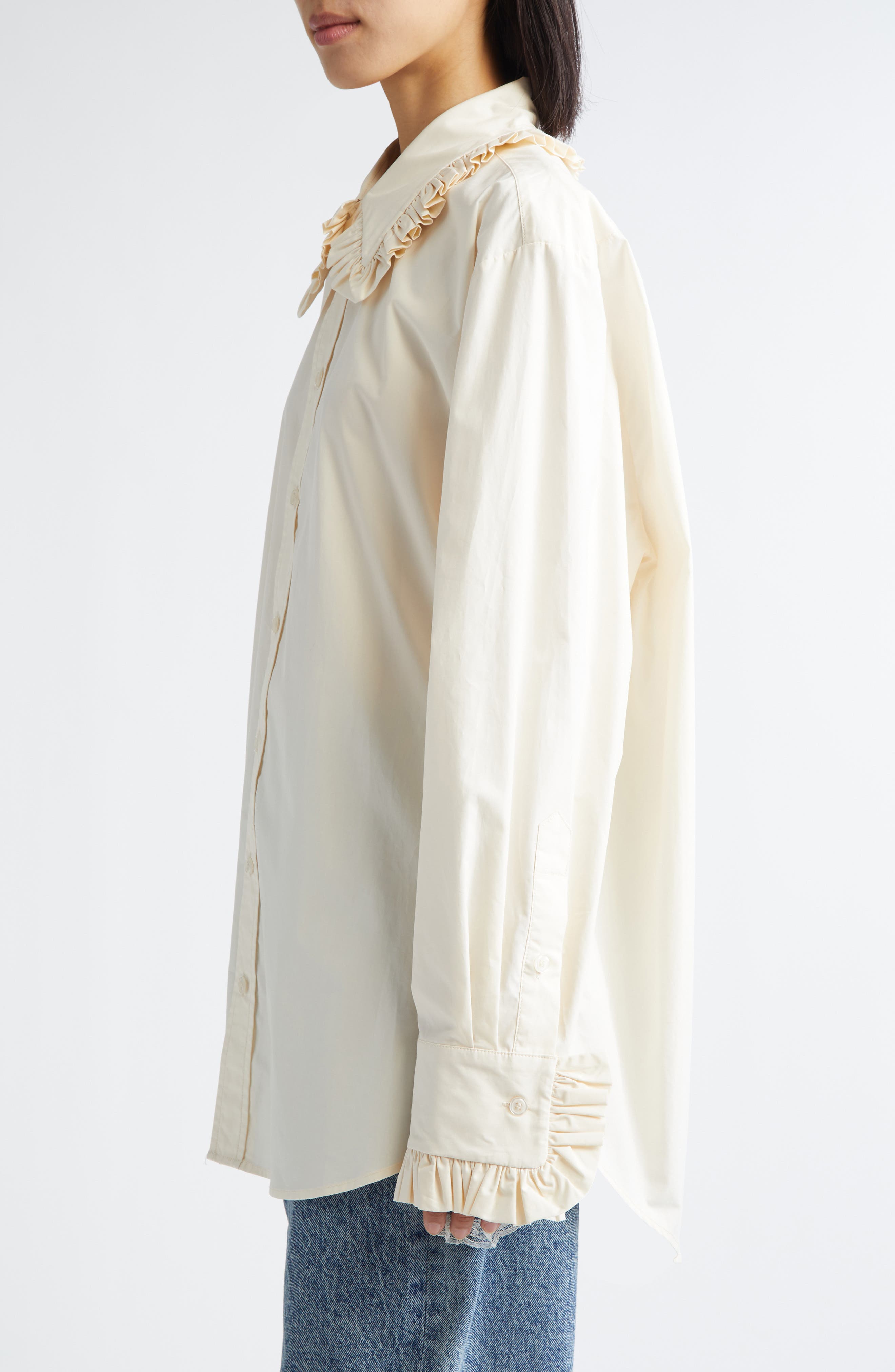 Tanner Fletcher Gender Inclusive Pippa Ruffle Button-Up Shirt (Women ...