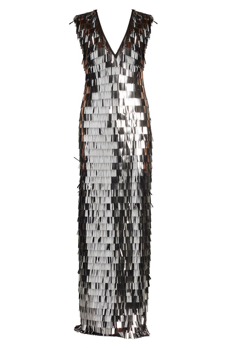 SHO by Tadashi Shoji Sequin Fringe Sleeveless Gown, Alternate, color, Silver/ Black