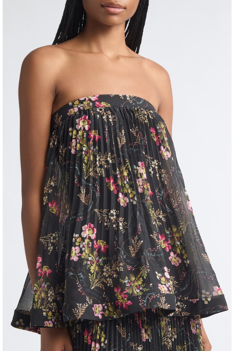 Ros Strapless Pleated Maxi Gown, Alternate, color, BLACK MULTI
