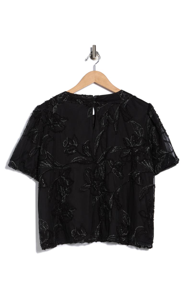 Adrianna Papell Floral Embroidered Top, Alternate, color, Black
