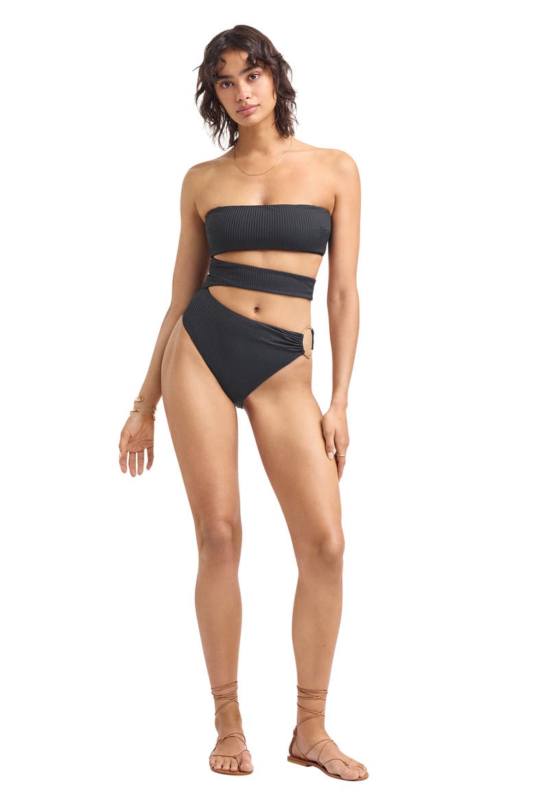 Lolita Cutout Rib One-Piece Swimsuit, Alternate, color, BLACK