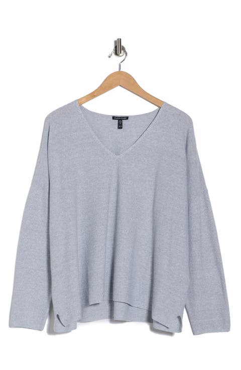 Organic Linen & Organic Cotton V-Neck Sweater (Plus)