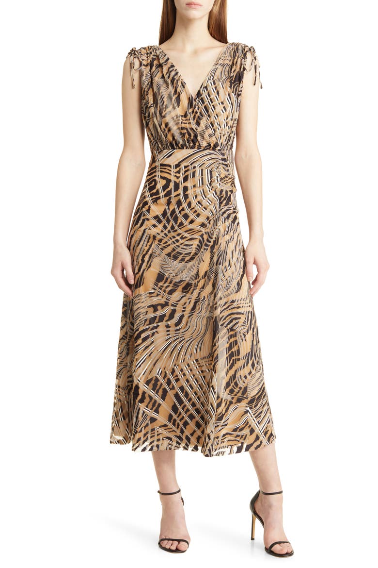 Abstract Print Tie Shoulder Dress, Main, color, ANNE BLACK MULTI