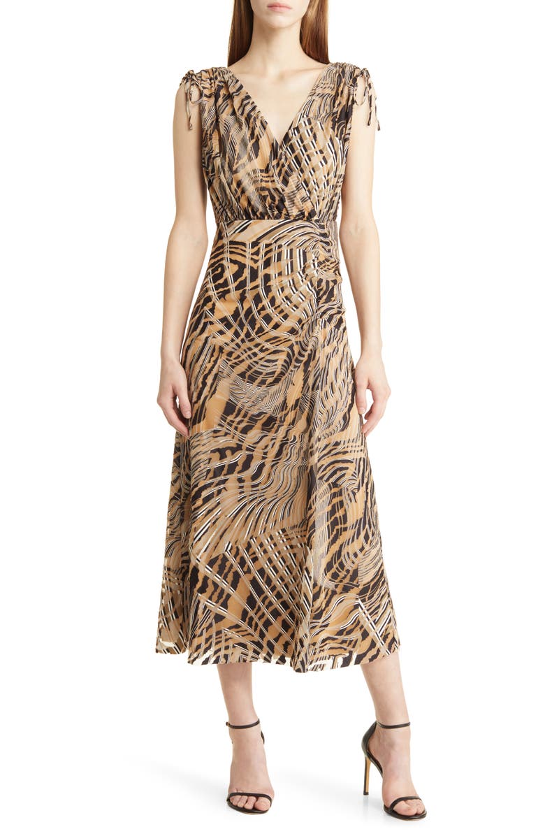 Anne Klein Abstract Print Tie Shoulder Dress, Main, color,