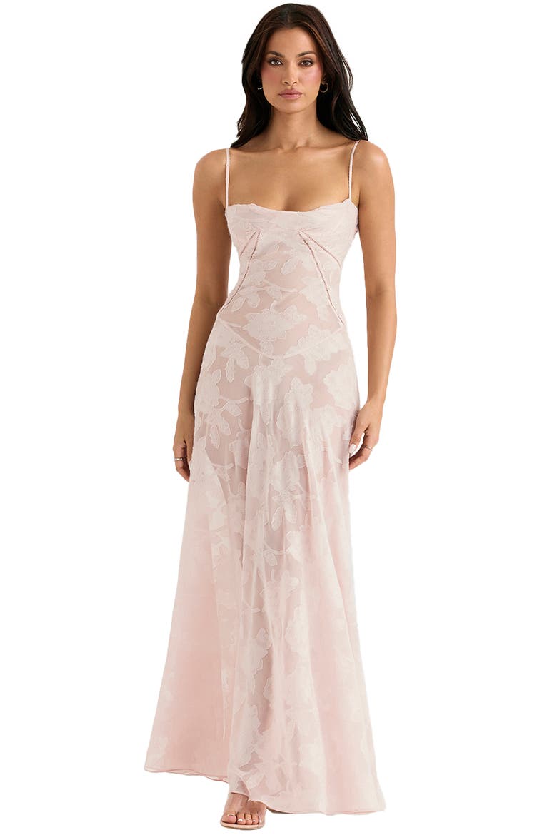 Seren Blush Sheer Lace-Up Back Gown, Alternate, color, BLUSH