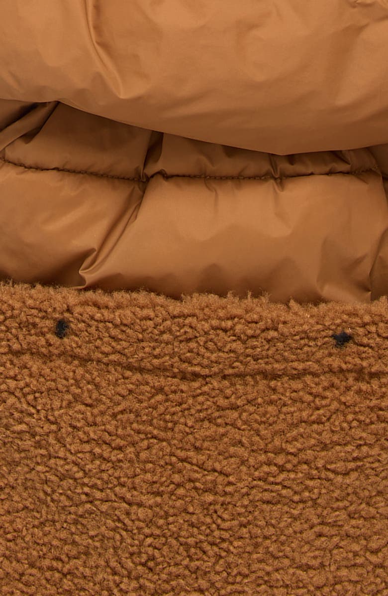 UGG<sup>®</sup> UGGfluff Packable Quilted Faux Shearling Trim Scarf, Alternate, color, Chestnut