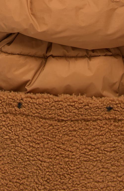 Ugg(r) Uggfluff Packable Quilted Faux Shearling Trim Scarf In Brown