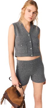 maje Rhinestone knit top