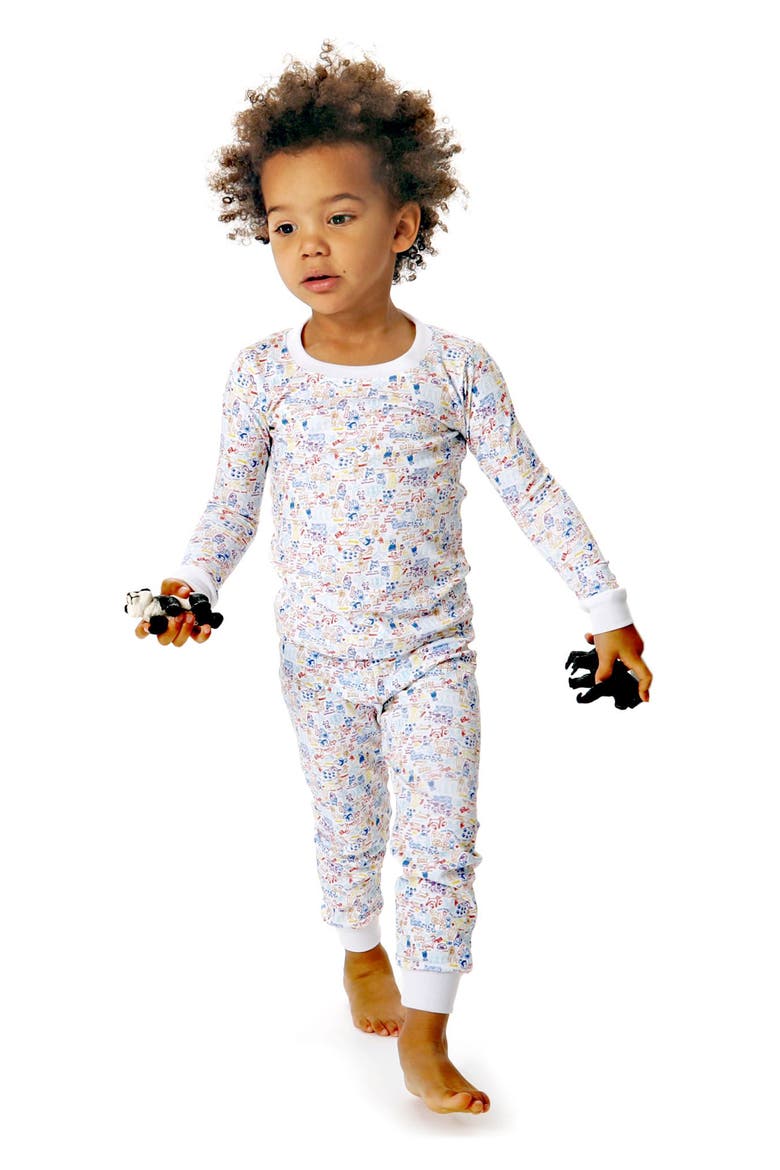 Dog Party Fitted Two-Piece Pajamas, Alternate, color, ROVER MULTI