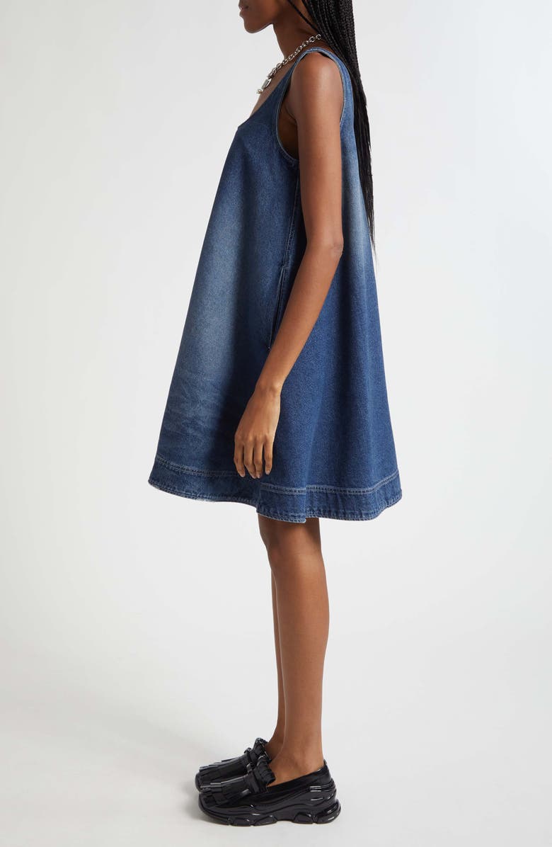 Simone Rocha Embellished Distressed Denim A-Line Dress, Alternate, color, Distressed Blue