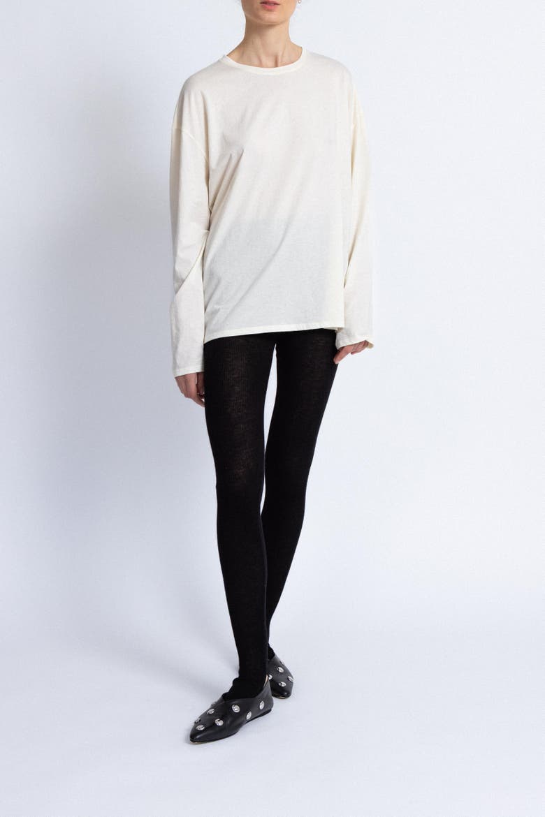 Silk Wool Blend Long Sleeve T-shirt, Alternate, color, Cream