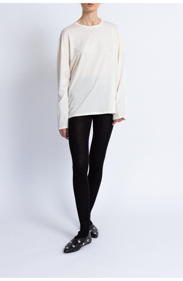 Alas Silk Wool Blend Long Sleeve T-shirt, Alternate, color, Cream