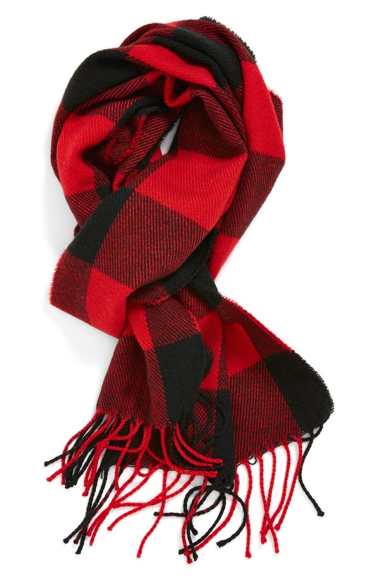 The Rail Red Check Knit Scarf, Main, color,