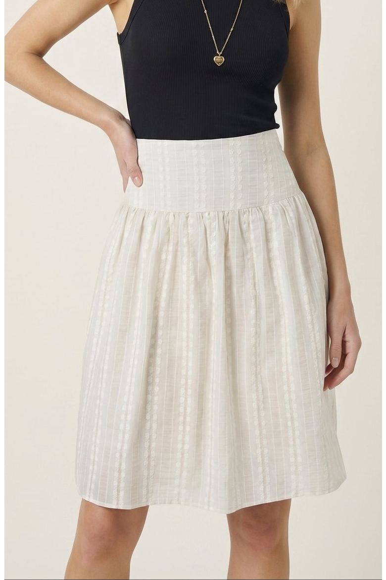 Textured Smocked Waist Gathered A-Line Skirt, Main, color, Ivory