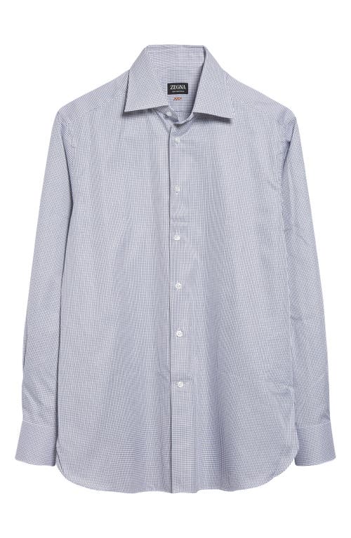 Zegna Centoventimila Minicheck Button-up Shirt In Blue