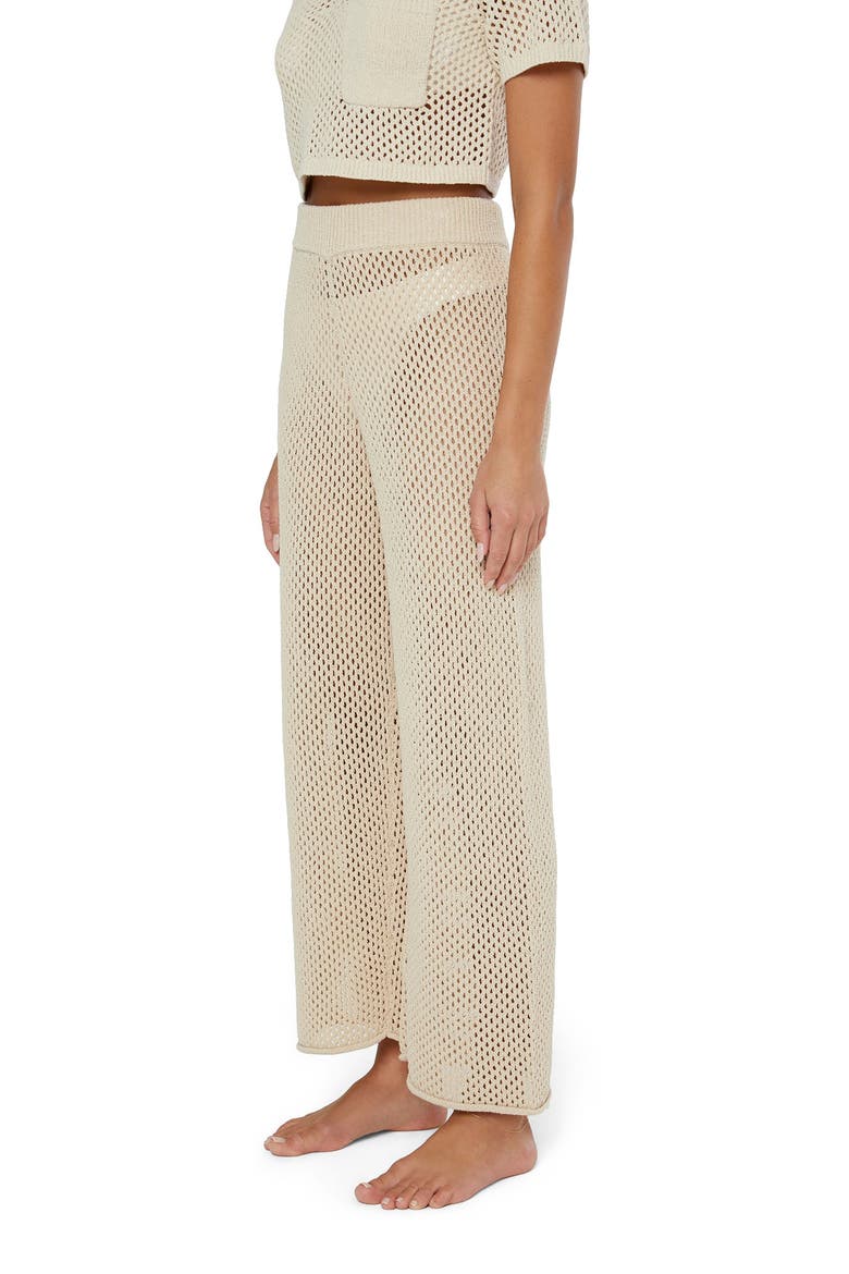 Knit Crochet Wide Leg Pant, Alternate, color, Sandshell