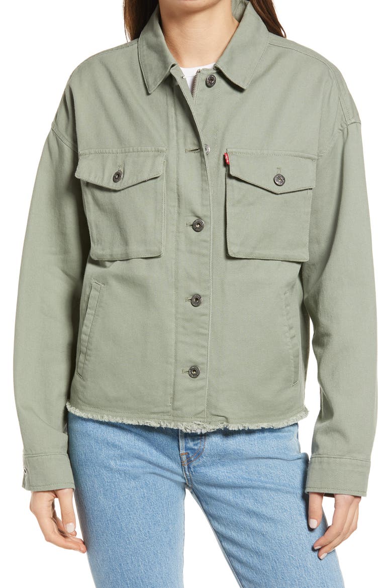 Levi's® Crop Raw Hem Utility Jacket, Alternate, color, SEA SPRAY