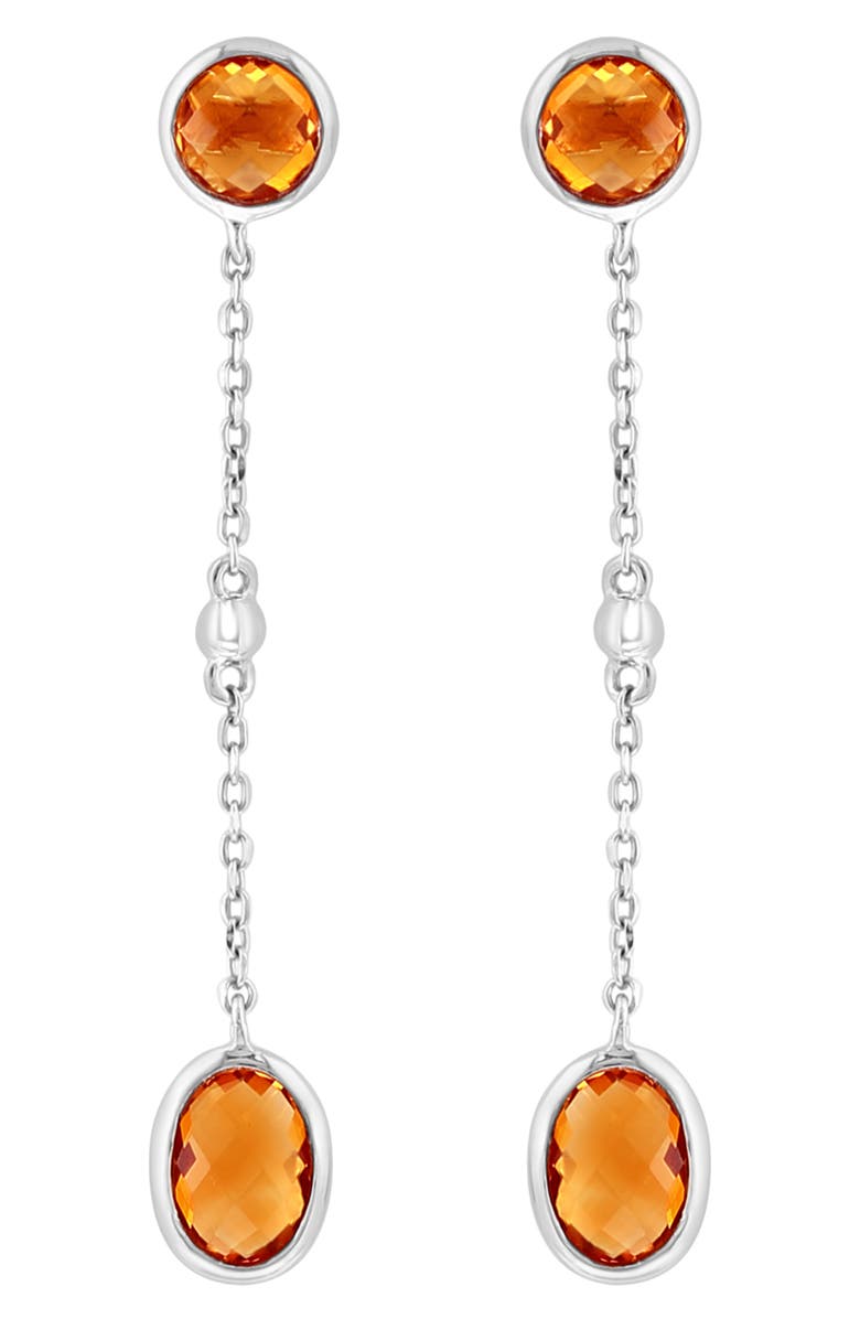 EFFY Sterling Silver Oval Citrine Linear Drop Earrings, Alternate, color, Yellow