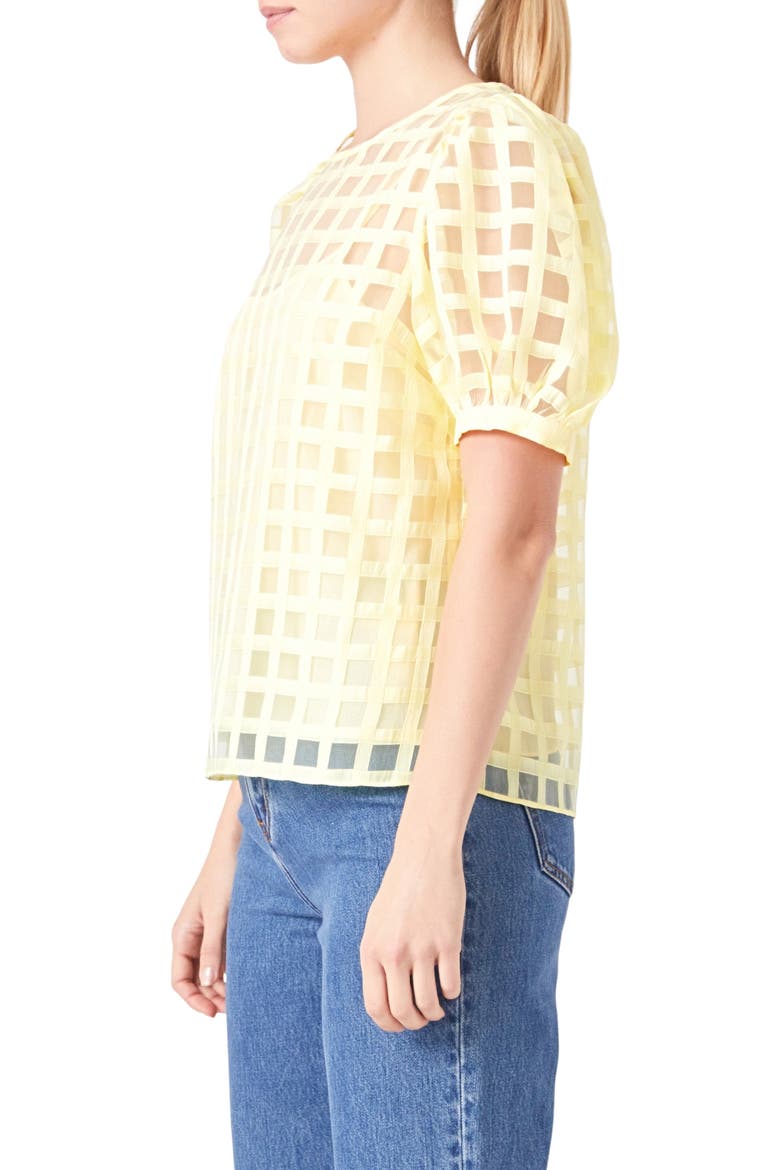 Windowpane Sheer Top, Alternate, color, LIGHT YELLOW