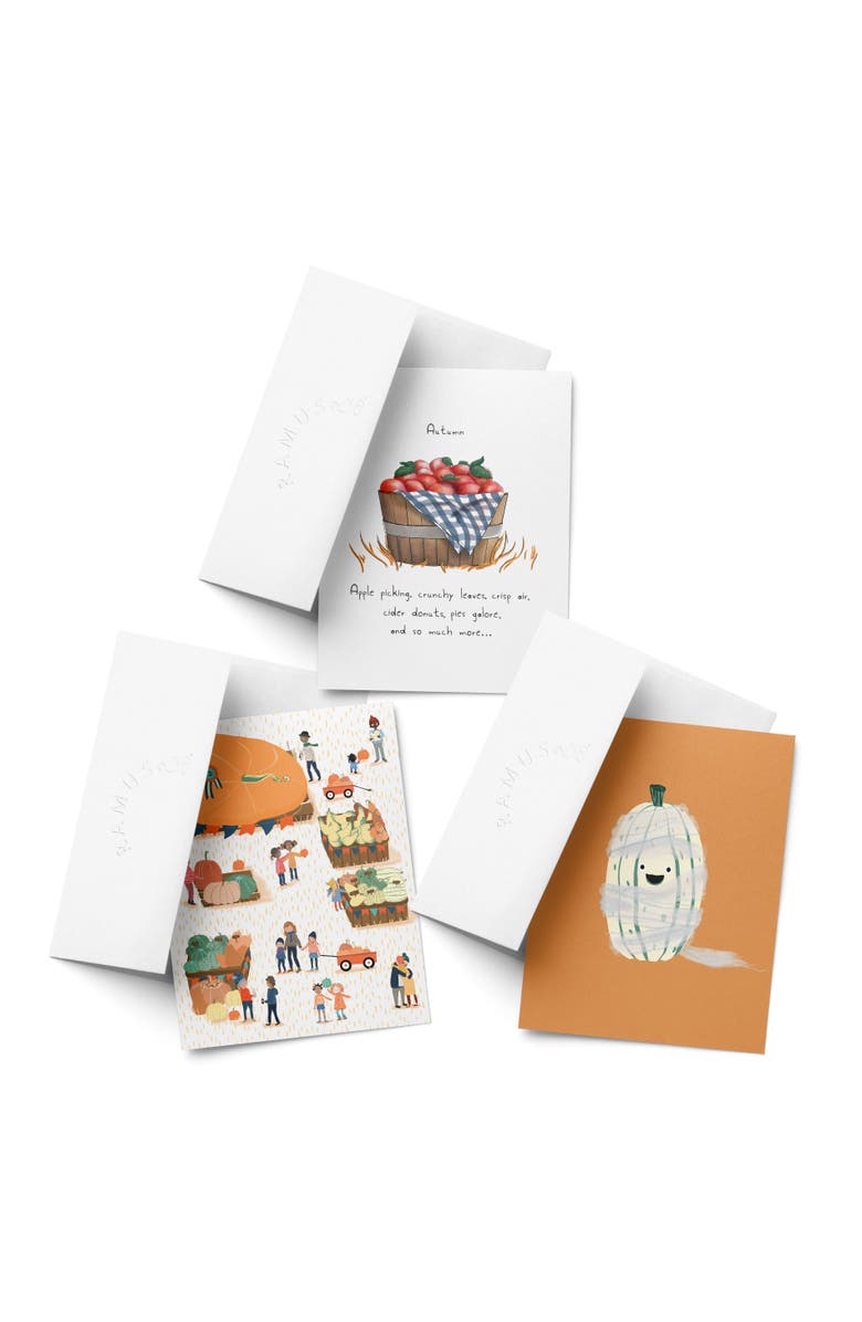 Ramus & Co Apple Picking, Pumpkin Thanksgiving, Mummy Pumpkin Fall/Autumn Greeting Card Pack Sets, Main, color, Multi-Pack