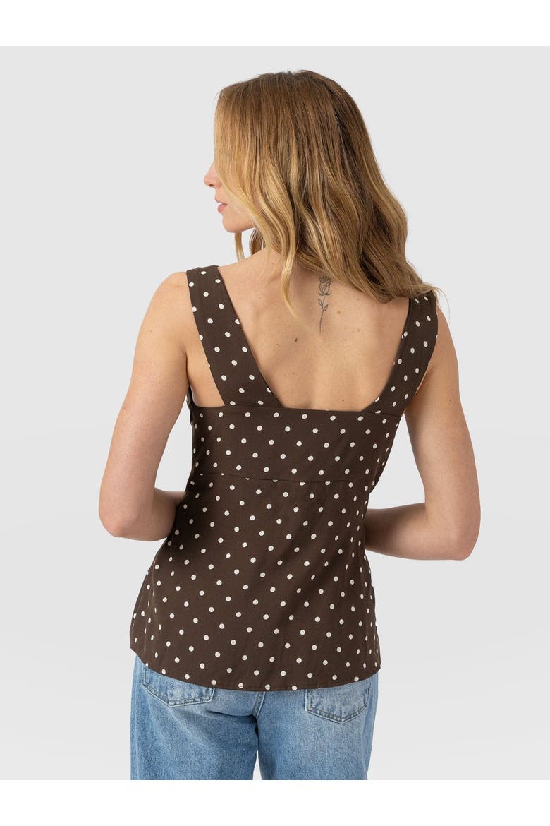 Raye Cowl Cami, Alternate, color, Brown Polka Dot