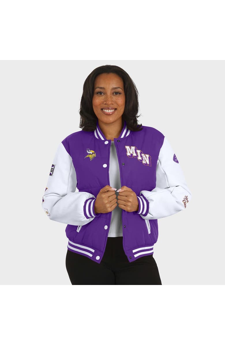 WEAR by Erin Andrews Women's WEAR by Erin Andrews Purple Minnesota Vikings Varsity Full-Snap Puffer Jacket, Alternate, color, Purple