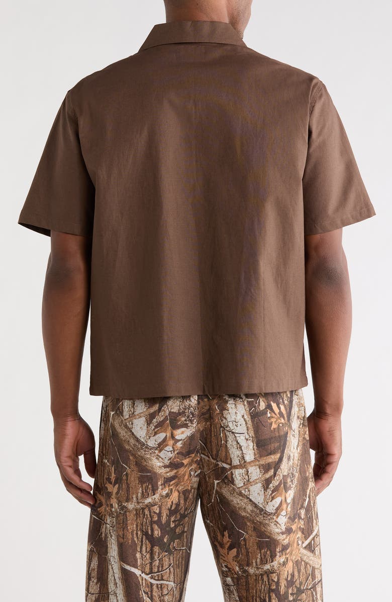 PacSun Elai Cotton & Linen Camp Shirt, Alternate, color, Brown