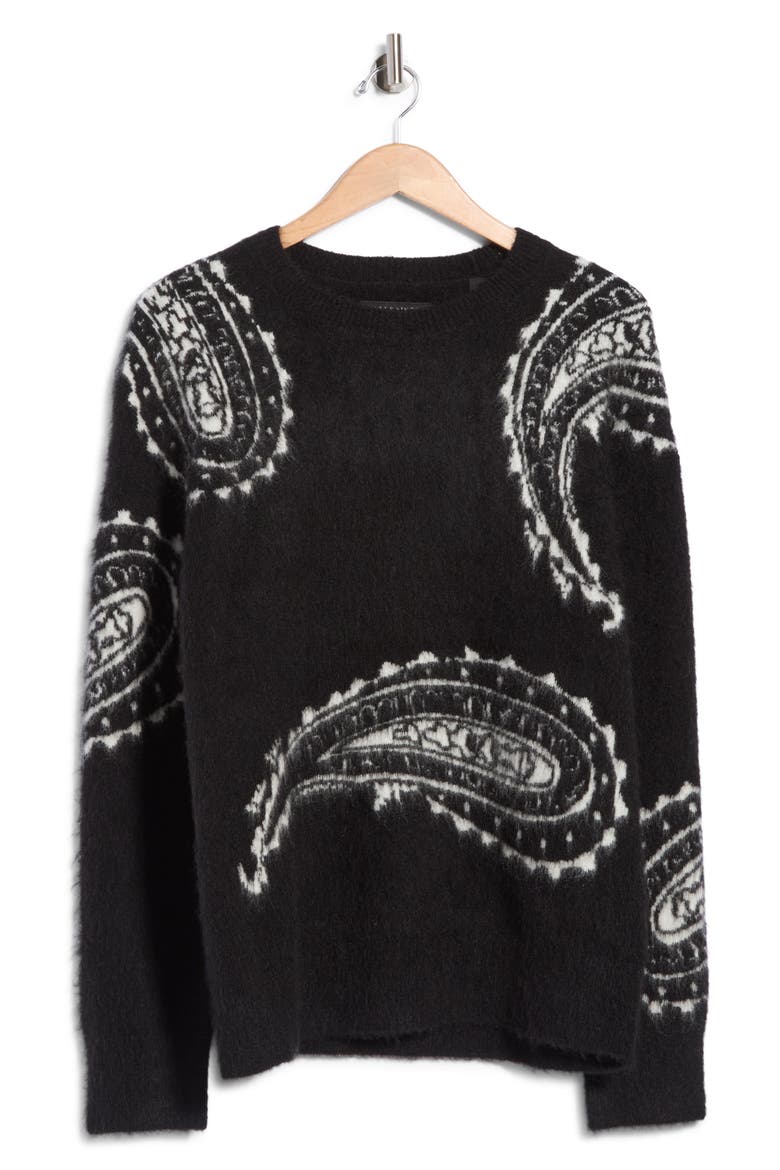 Woodblock Crewneck Sweater, Alternate, color, BLACK