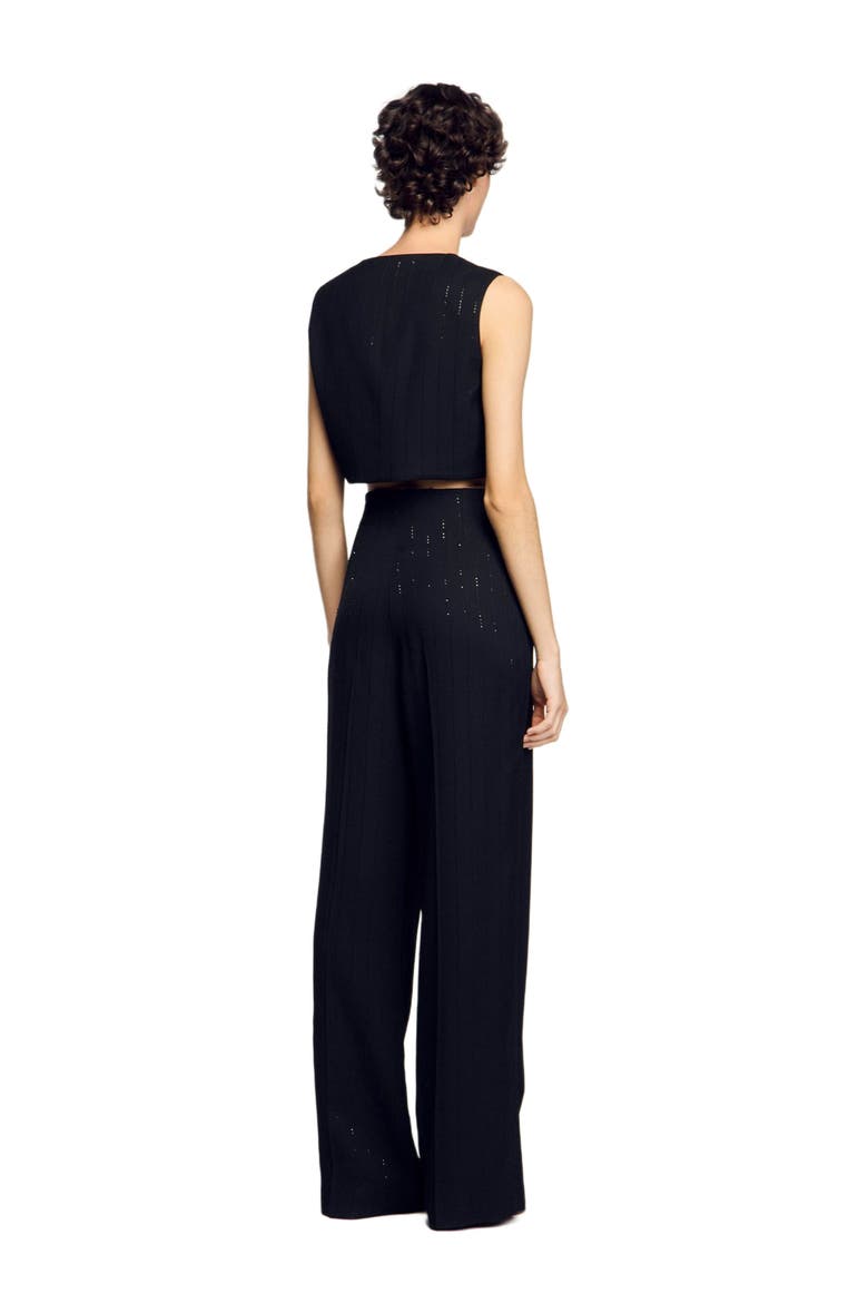 Sequinned suit trousers, Alternate, color, Black