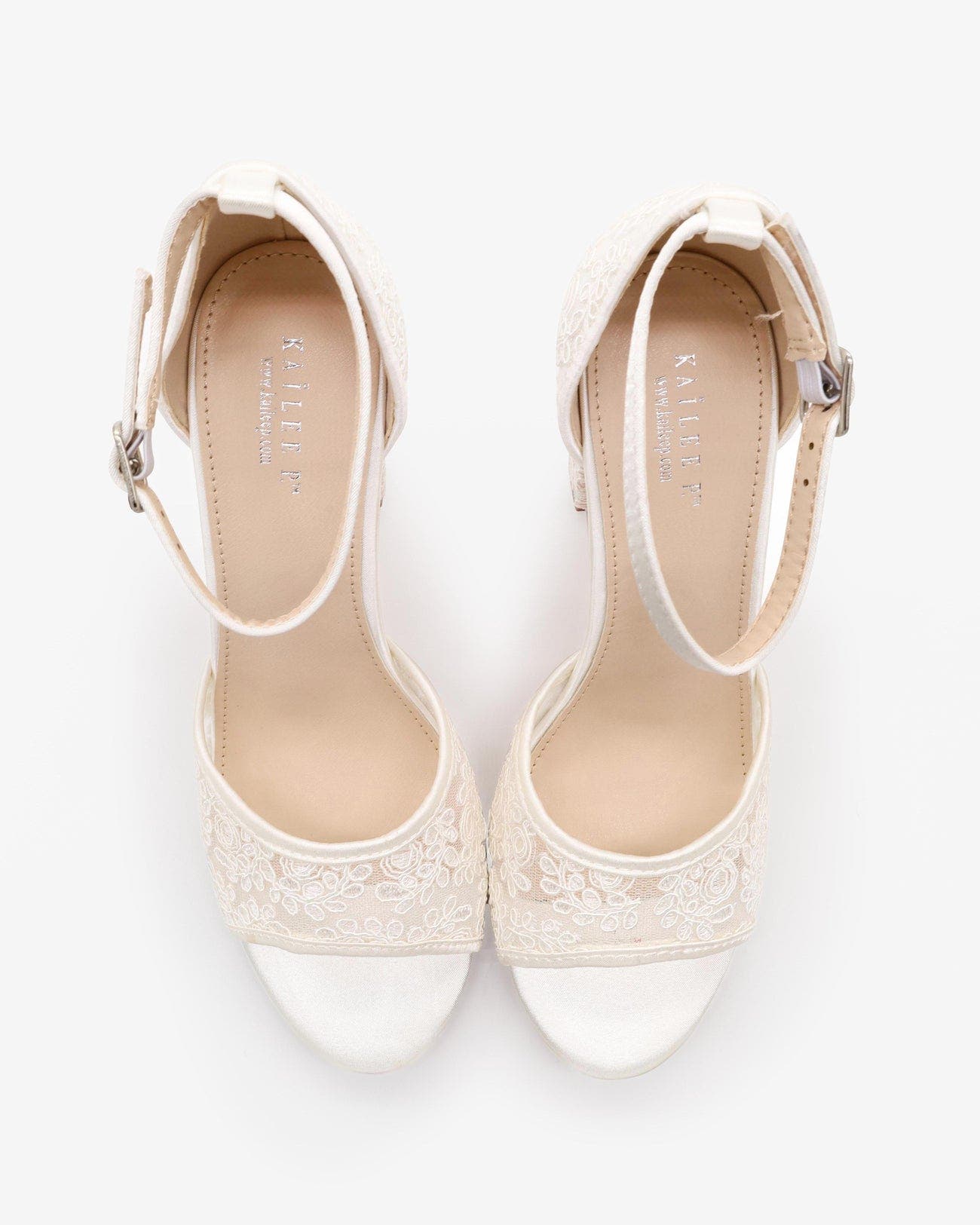 Kailee P Faith Crochet Lace Block Heel Sandals with Ankle Strap, Alternate, color, White