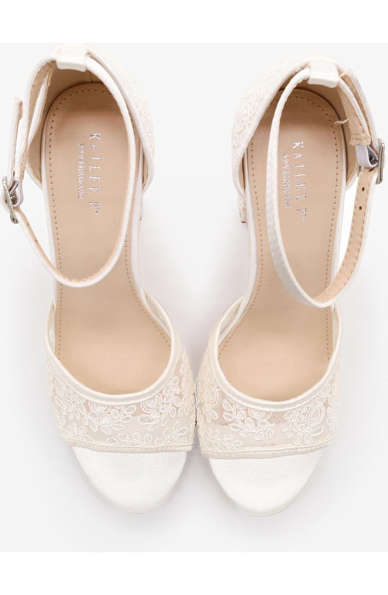 Kailee P Faith Crochet Lace Block Heel Sandals with Ankle Strap, Alternate, color, White