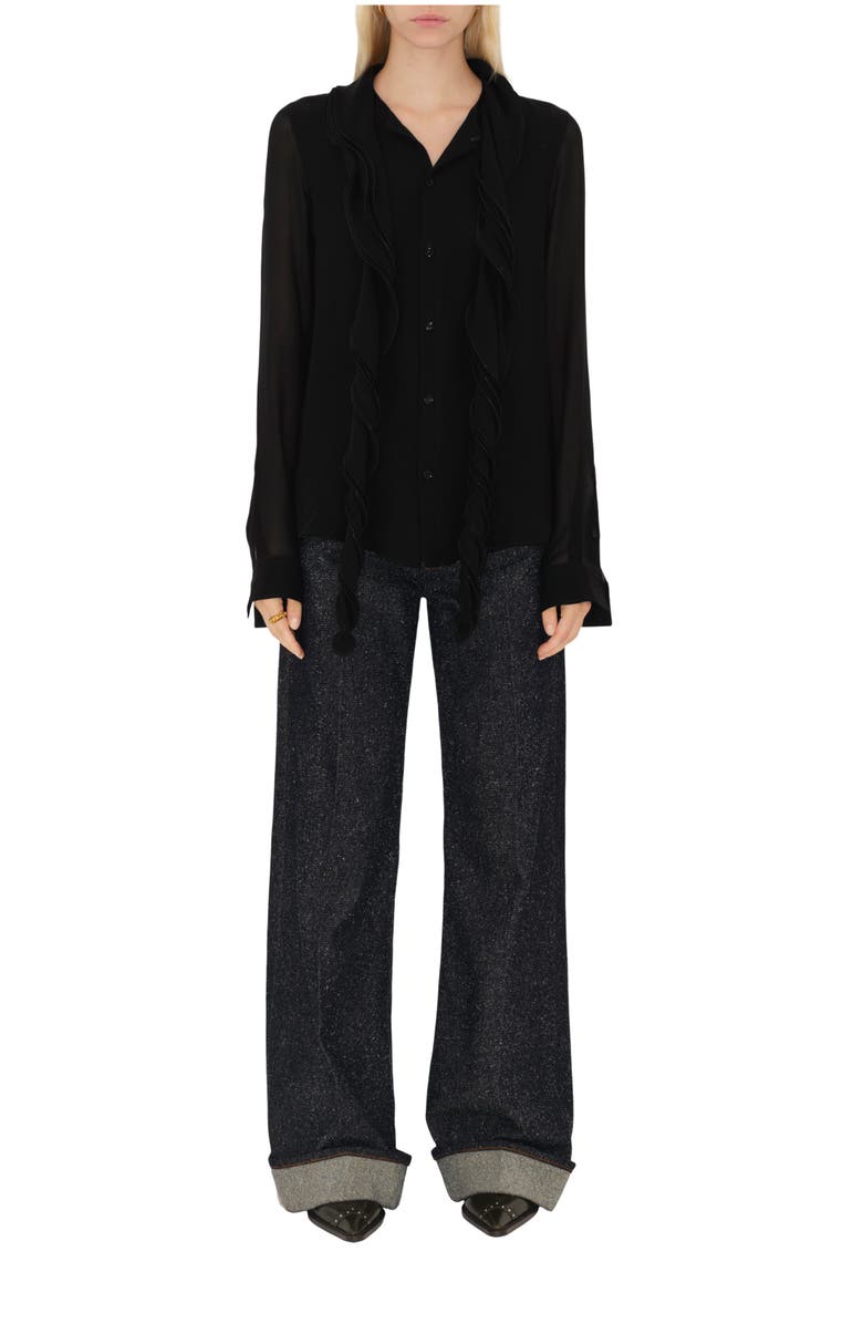 Burberry Ruffled Silk Blouse, Main, color, 