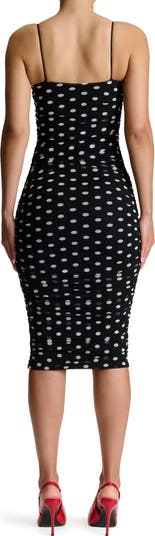 Polka Dot Body-Con Midi Dress