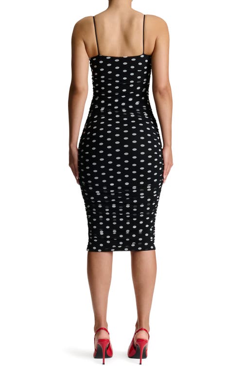 NAKED WARDROBE NAKED WARDROBE POLKA DOT BODY-CON MIDI DRESS